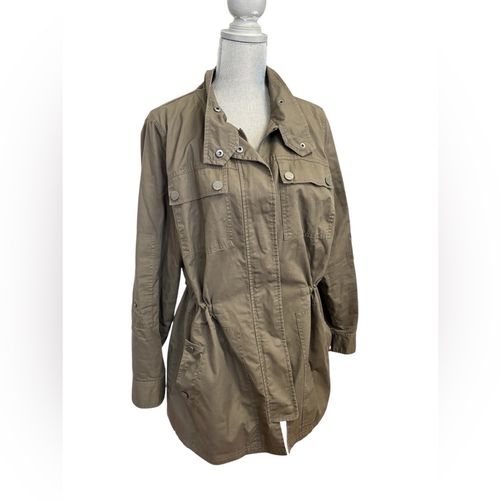 DKNY Jeans Green Khaki Utility Cargo Jacket Size 1X